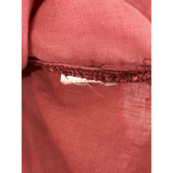 PILCRO Anthropologie Size M 100% Linen Surf Button Down Short Sleeve Shirt Pink - Picture 10 of 13